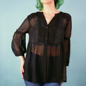 LC Lauren Conrad Tops - Sheer Black Boho Top LC Lauren Conrad Tops - Sheer Black Boho Top